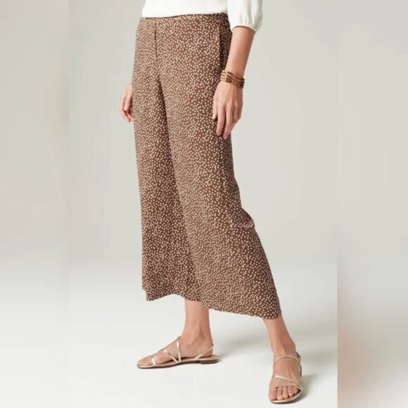 NWT J. Jill | Brown Polka Dot Wearever Easy-Care Woven Wide-Leg Crops | Size XS - Picture 3 of 13